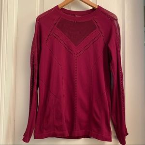 Athleta Burgundy Oxygen Long Sleeve Top Size L